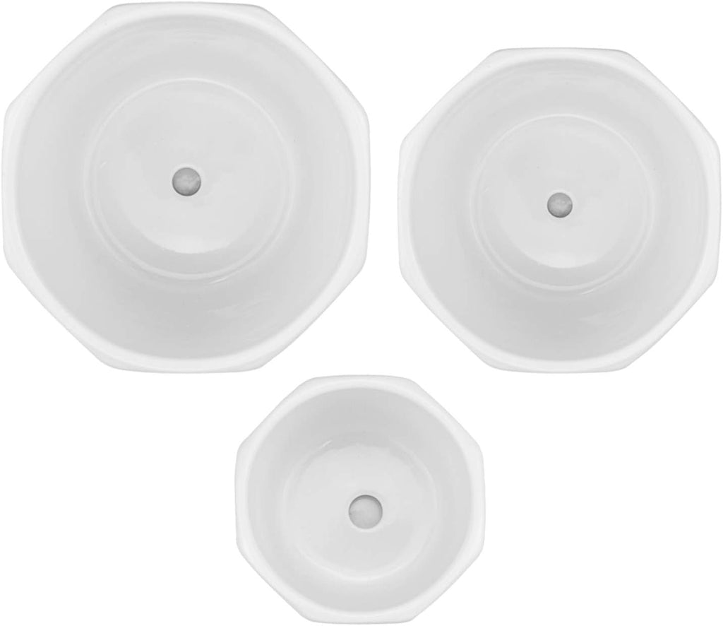 Ceramic Plant Pots with Saucer, Set of 3, Indoor Outdoor P840816