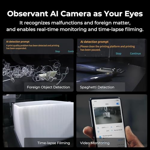 3D Printer, 600mm/s High-Speed with AI Camera and Silent Mode K204