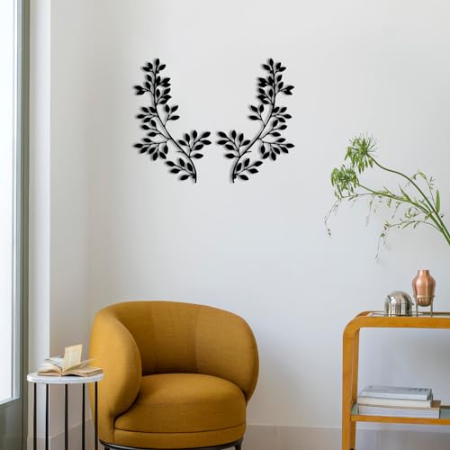 Metal Wall Decor for Living Room, 2 Pieces Olive Branch Leaf Wall Art K83409