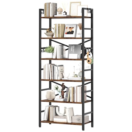 3 Tier Industrial Bookcase, Rustic Etagere Bookshelf for Living Room U5786