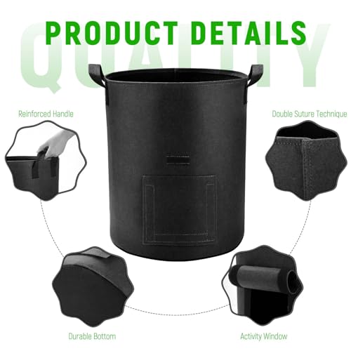 10 Gallon Potato Grow Bags with Flap and Handles, Heavy Duty Fabric Pots B207110
