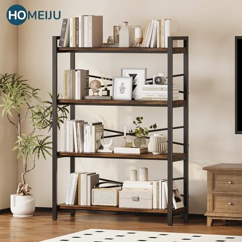 3 Tier Industrial Bookcase, Rustic Etagere Bookshelf for Living Room U5786