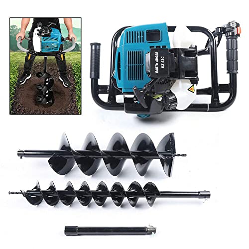 52cc Gas Powered Earth Auger Post Hole Digger with 4/6/8 Inch Bits O756142