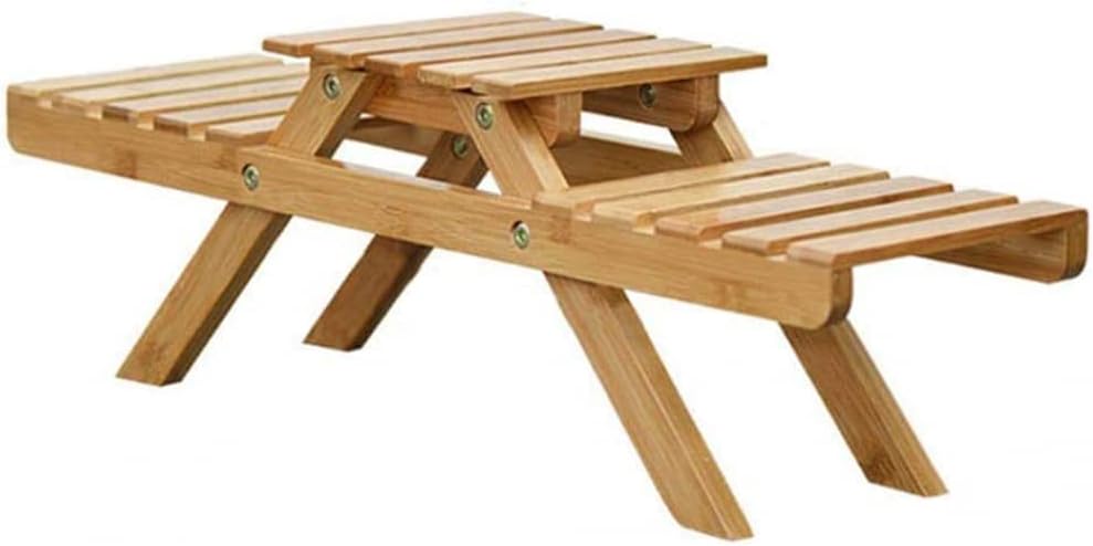 Folding Plant Stand, 2 Tier Ladder Wood Folding Plant Pot Shelf for Indoor, Yard, Garden, Balcony