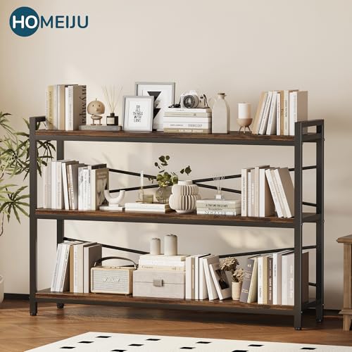 3 Tier Industrial Bookcase, Rustic Etagere Bookshelf for Living Room U5786