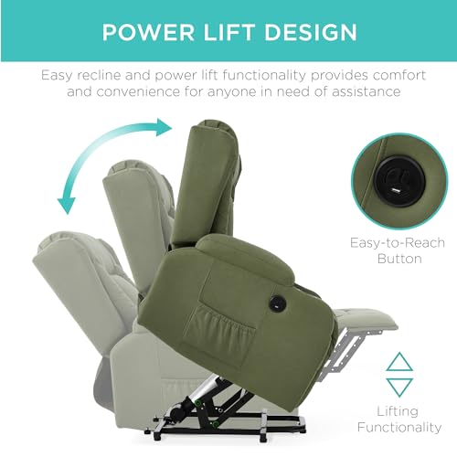 Electric Power Lift Recliner Massage Chair with Heat and USB Port, Brown M560374