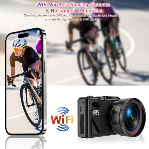 4K Digital Camera for Photography, WiFi Autofocus 64MP Vlogging Camera with Flip Screen A727