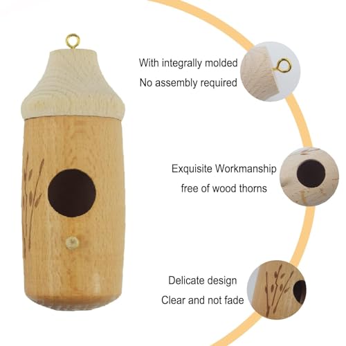 Wooden Hummingbird House with Feeder, Hanging Nesting Box, 2 Pack D23100
