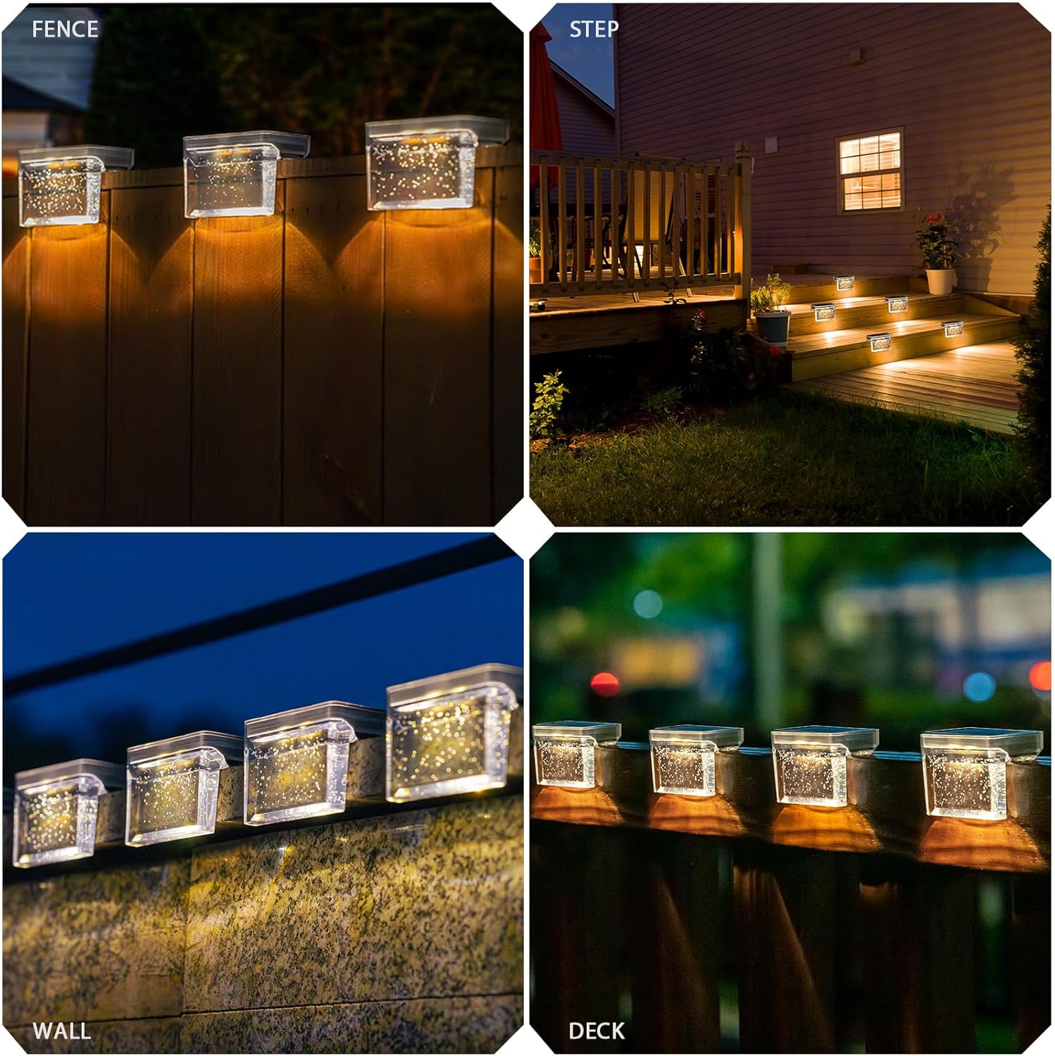 Solar Step Lights Outdoor Waterproof LED for Patio Stairs, 8 Pack, Warm White X26541