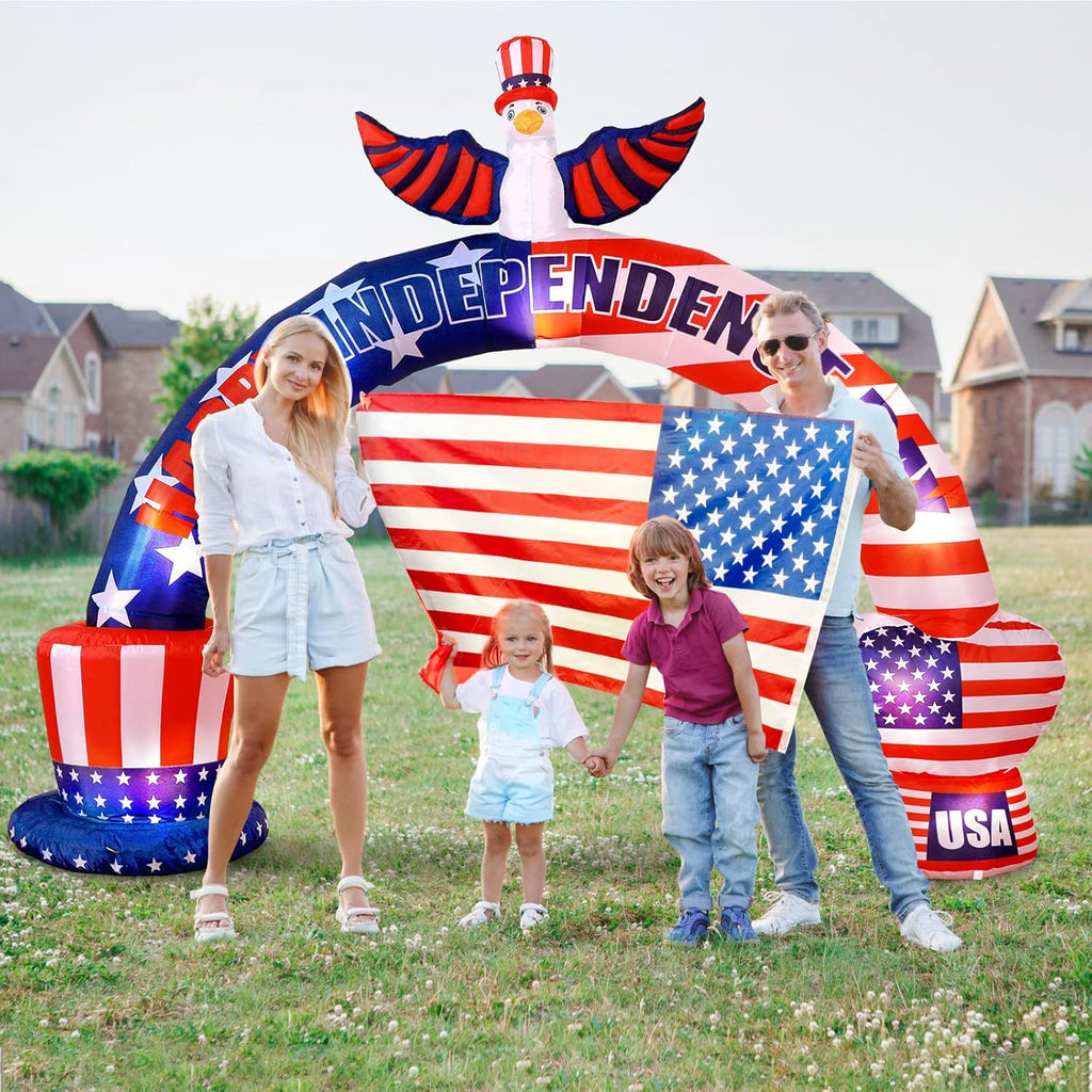 Patriotic Inflatable American Bald Eagle Arch with LED Lights for Outdoor Party Decor P436