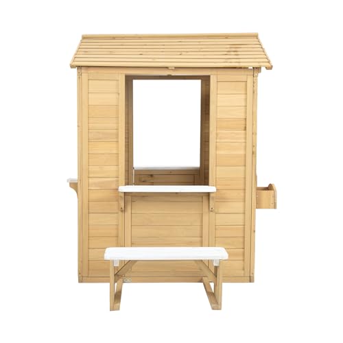 Wooden Playhouse for Kids with Window and Picnic Bench Y6736