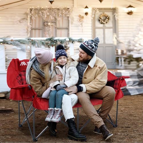 Padded Double Camping Chair for 2 Person with Cup Holders, Grey Y59052