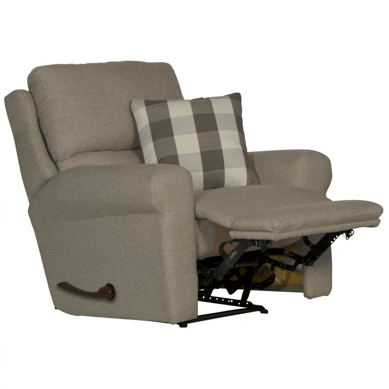 Gray Polyester Fabric Glider Recliner with Accent Pillow E853