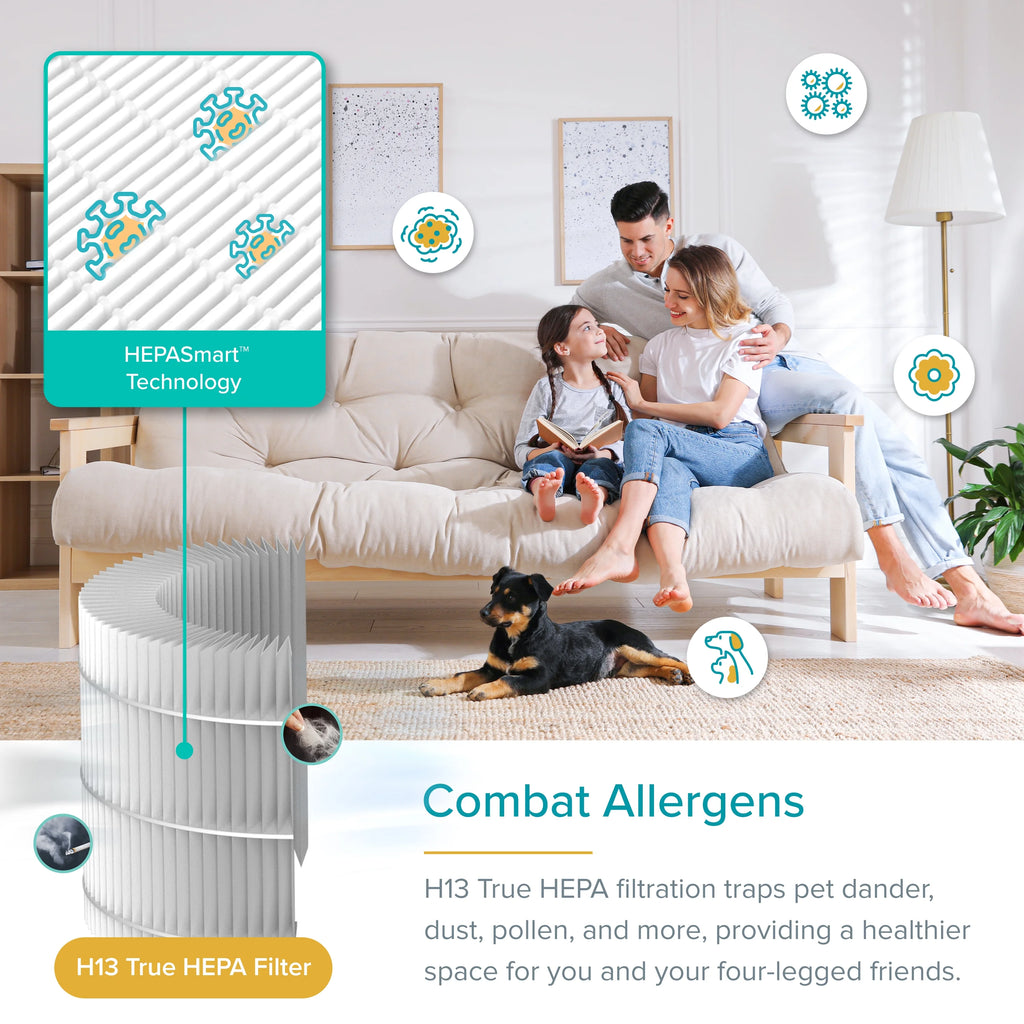 White Air Purifier with HEPA Filters for Large Rooms D2362