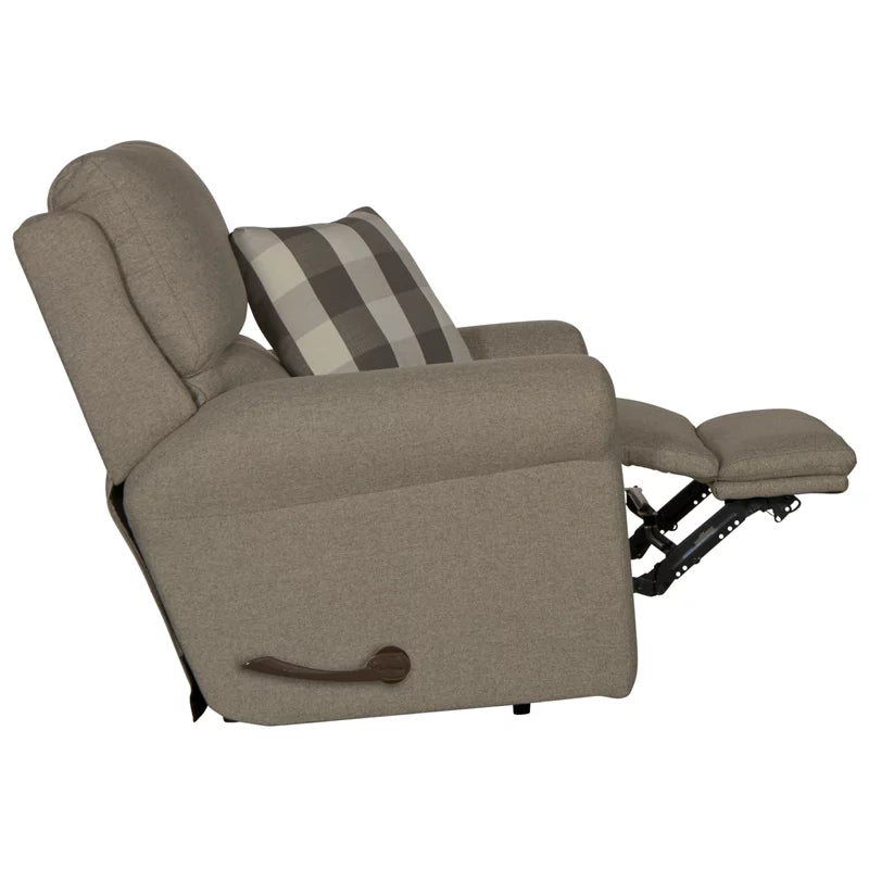 Gray Polyester Fabric Glider Recliner with Accent Pillow E853