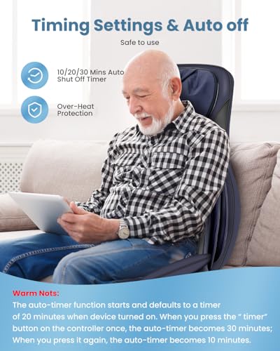 Shiatsu Neck Back Massager with Heat, 3D Kneading Massage Chair Pad, Adjustable Neck Massage, Seat Massager for Full Body Relaxation, Dark Gray D921543