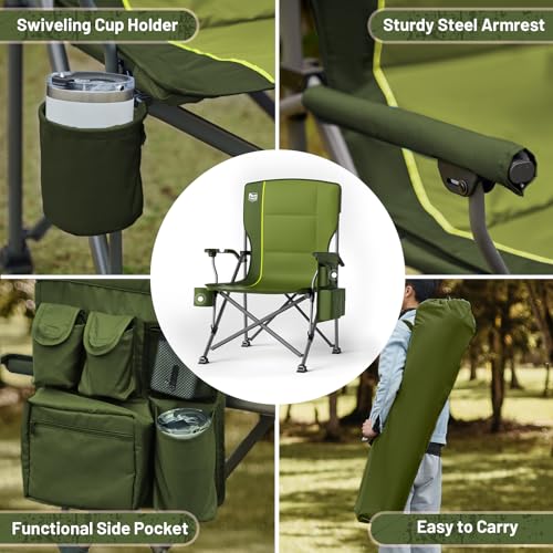 Oversized Folding Camping Chair High Back Heavy Duty for Adults with Cup Holder K6105