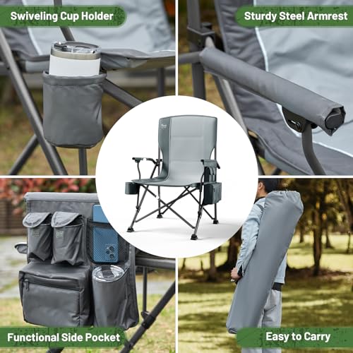Oversized Folding Camping Chair High Back Heavy Duty for Adults with Cup Holder K6105