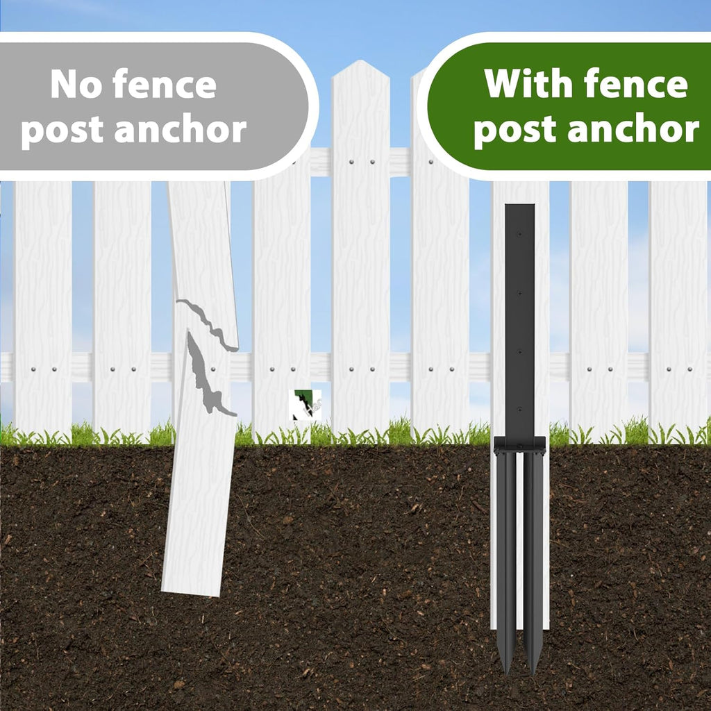 Fence Post Anchor Kit, Heavy Duty Steel Ground Spike for Repair H127337
