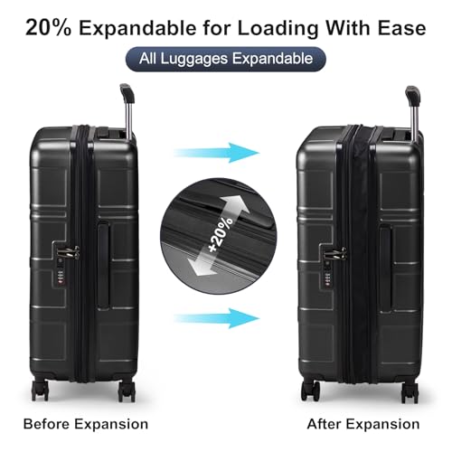 Luggage Expandable 3 Piece Set Suitcase with TSA Lock Spinner Wheels 20/24/28in S545211