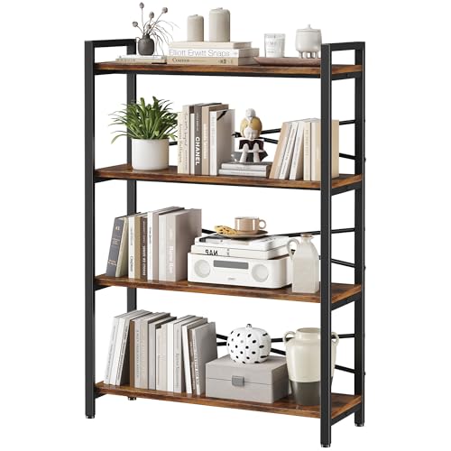 3 Tier Industrial Bookcase, Rustic Etagere Bookshelf for Living Room U5786