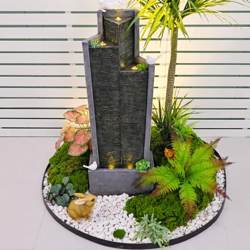 Outdoor Garden Water Fountain with LED Lights and Pump U29404