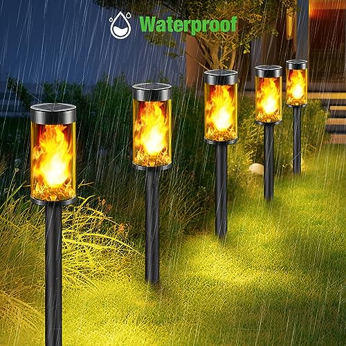 Solar Torches with Flickering Flame Waterproof, LED Pathway Lights Outdoor Y89956