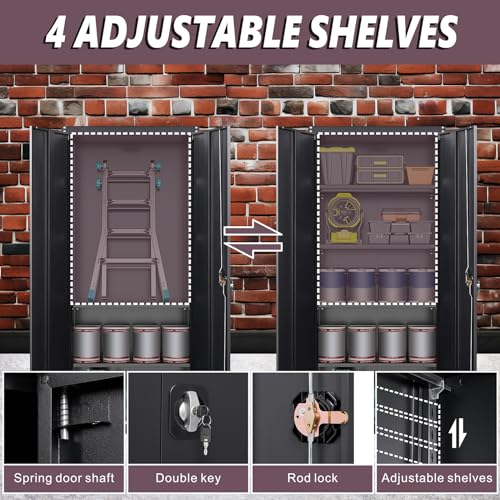 Metal Storage Cabinet with Locking Door and 4 Shelves R204491