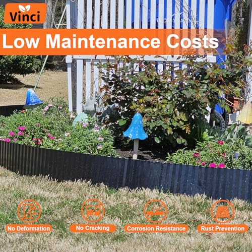 Garden Landscape Edging Border, 12 Inch x 20 FT Corrugated Metal, Black H966