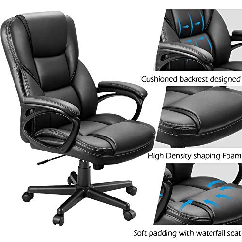 Office Executive Chair High Back Adjustable Swivel PU Leather with Lumbar Support I3854