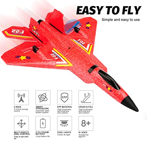 F22 RC Airplane Fighter, 2.4Ghz 2 Channel Remote Control Plane for Kids Beginners Y282