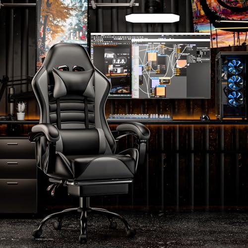 Ergonomic Gaming Chair with Footrest, Reclining, Lumbar Support I1131
