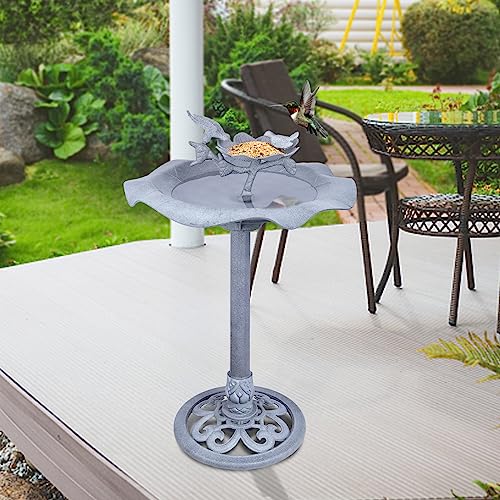 Garden Birdbath Outdoor Decor, Antique Grey, Lightweight U304967