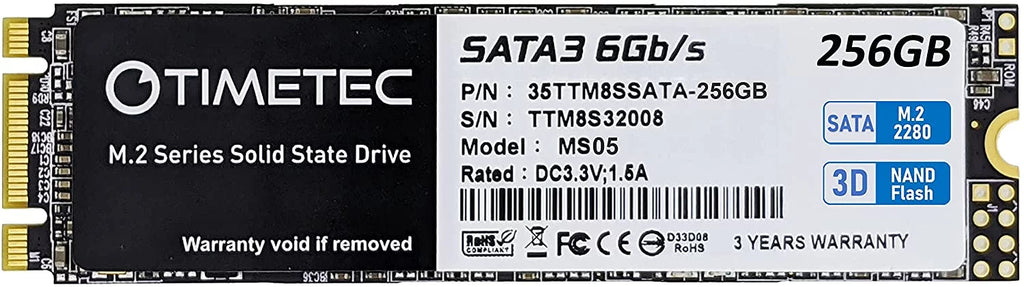 Timetec 256GB SSD 3D NAND TLC SATA III 6Gb/s M.2 2280 NGFF 128TBW Read Speed Up to 550MB/s SLC Cache Performance Boost Internal Solid State Drive for PC Computer Laptop and Desktop (256GB)