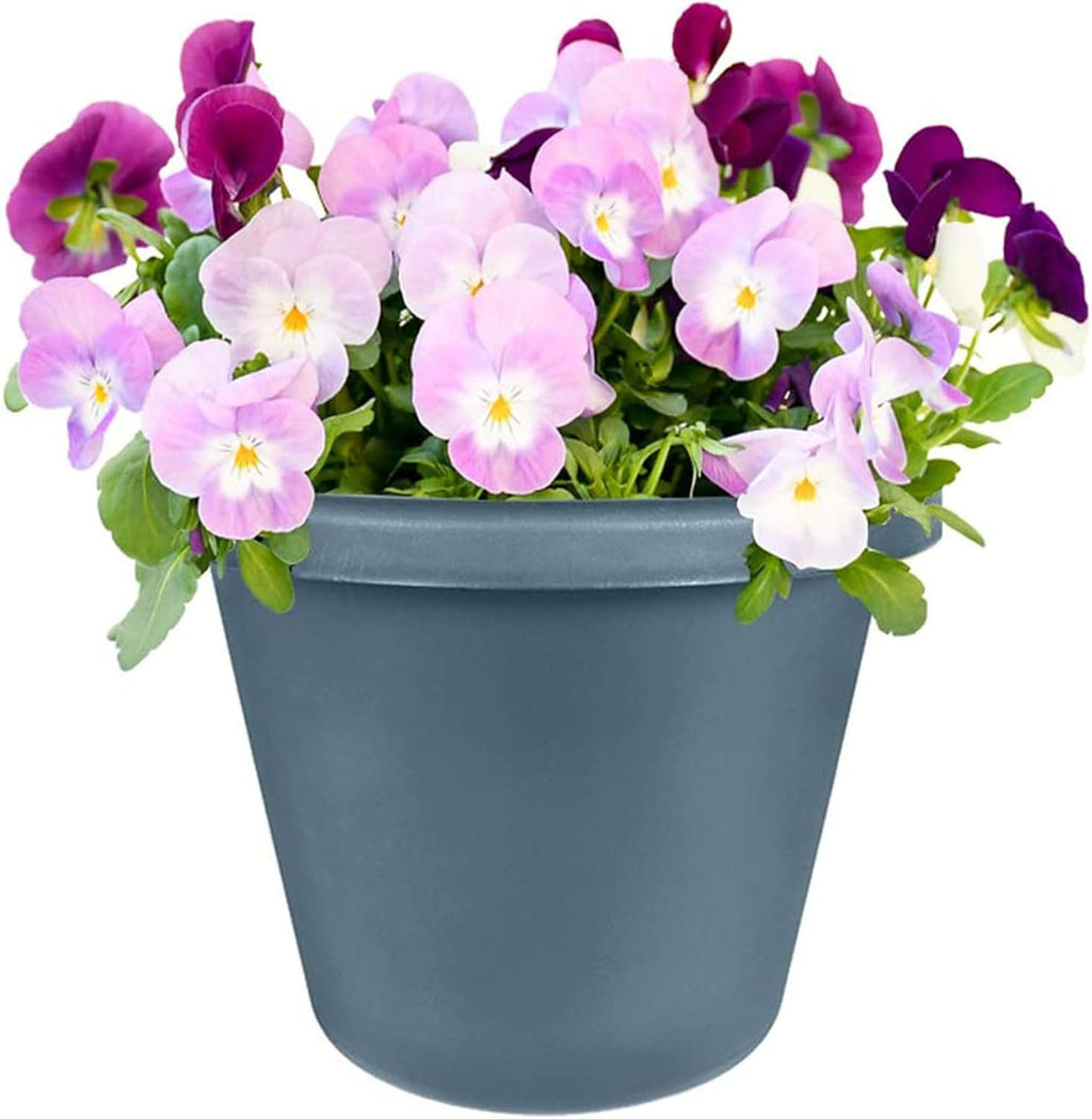 24 Inch Plastic Flower Pot with Drainage Holes, Slate Blue (6 Pack) X627444