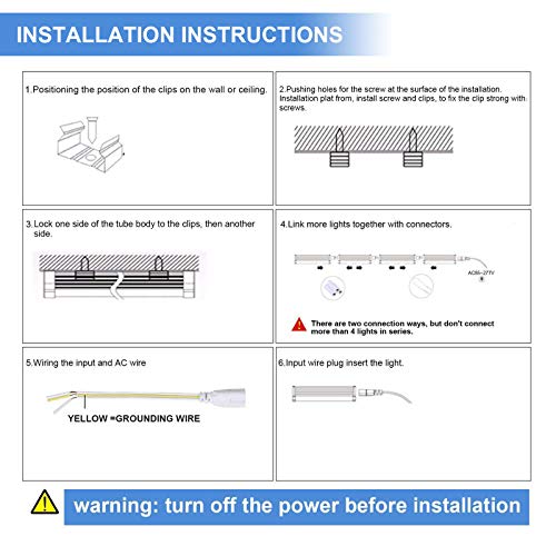 10-Pack 8ft LED Shop Light Fixture, 90W T8 Integrated Tube, 6500K 12000LM, Linkable T267