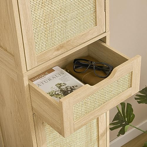 67" Tall Bathroom Cabinet with 2 Doors and 1 Drawer, Adjustable Shelves T930834