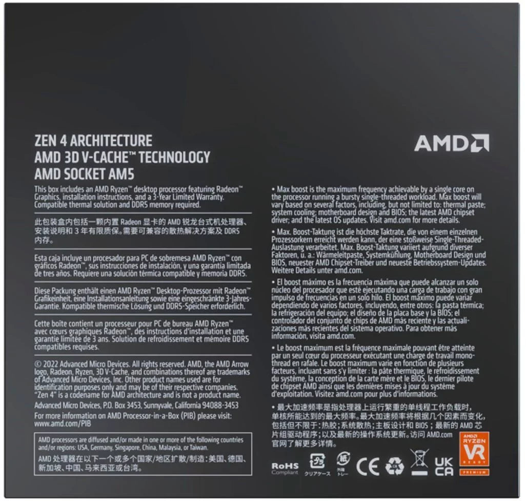 Ryzen 7 7800X3D 8-Core Socket AM5 Desktop Processor B26591