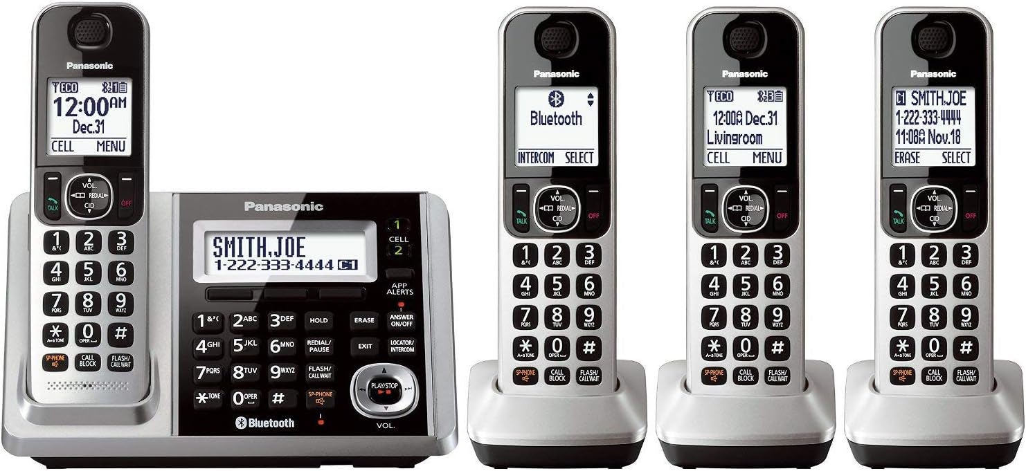 Panasonic KX-TGF374S DECT 4-Handset Landline Telephone (Renewed)