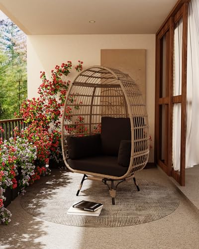 Wicker Egg Chair with Cushions and Ottoman L257