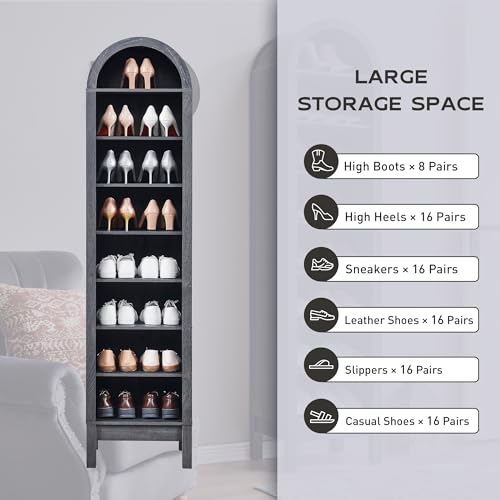 Arched Bookshelf, 7-Tier Bookcase with Adjustable Shelves A456