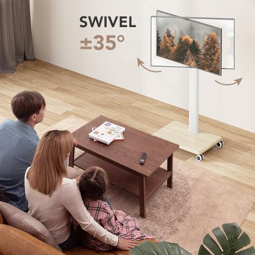 Rolling Floor TV Stand with Wheels, Height Adjustable for 27-65 Inch TVs B690