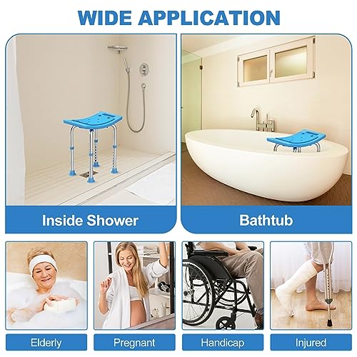 Shower Stool Stainless Steel, Adjustable Anti Slip Bath Chair for Seniors D31917