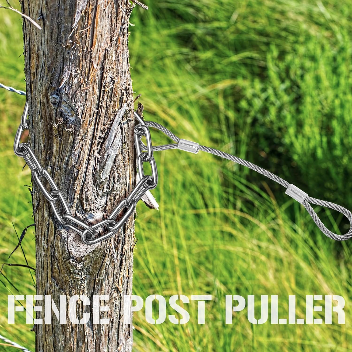 Heavy Duty Fence Post Puller Tool with Chain and Slip Hook, 42 Inches L44684