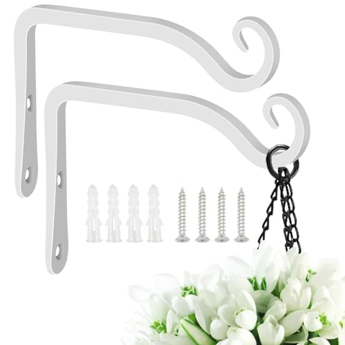 FEED GARDEN Wall Hook Hanging Plant Bracket 10 Inch 2 Pack, Hand-Forged Plant Hanger for Hanging Bird Feeders, Wind Chimes, Flower Baskets, Yoga Mat, Indoor/Outdoor Use, Black
