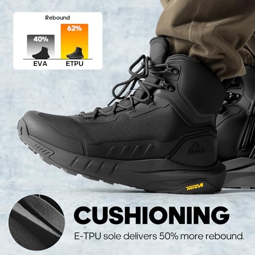 Men's Tactical Hiking Boots Lightweight Cushion Sole Side Zipper 8 Inches C799
