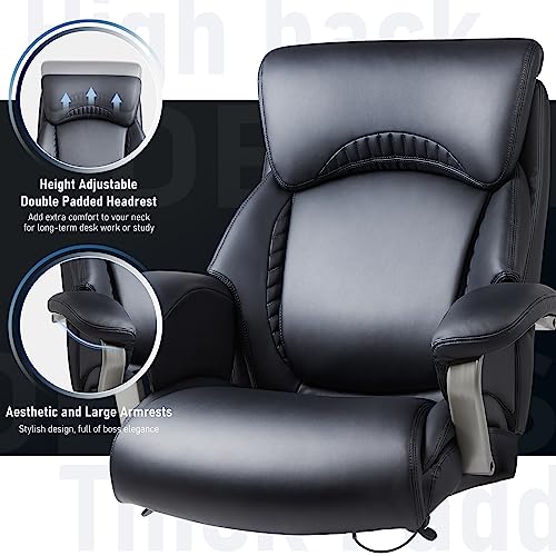 Big and Tall Office Chair Heavy Duty Leather Executive Desk Chair with Wide Seat and Adjustable Headrest R315