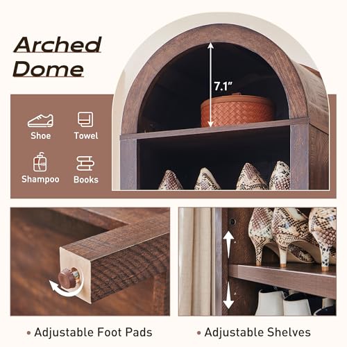 Arched Bookshelf, 7-Tier Bookcase with Adjustable Shelves A456