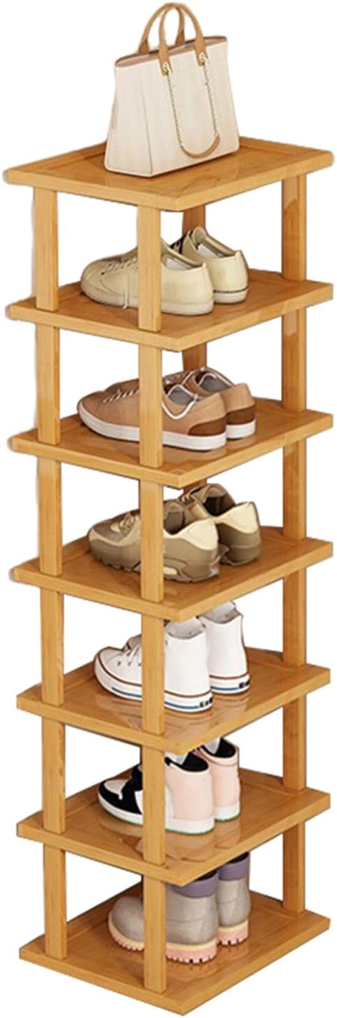Bamboo Shoe Rack 7-Tier Shoes Storage Organizer Shelf Small Shoe Rack for Entryway Free Standing Shoe Cabinet Stable Structure Waterproof Large Capacity Bamboo Great Load Bearing