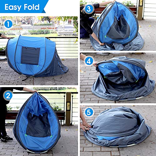 4 Person Pop Up Tent Waterproof Automatic Setup 2 Doors for Camping Hiking Traveling T63223